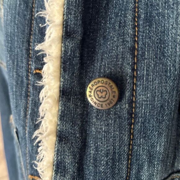 Vintage Aeropostale Sherpa lined Jean jacket womens size XL y2k stranger things - Picture 4 of 10